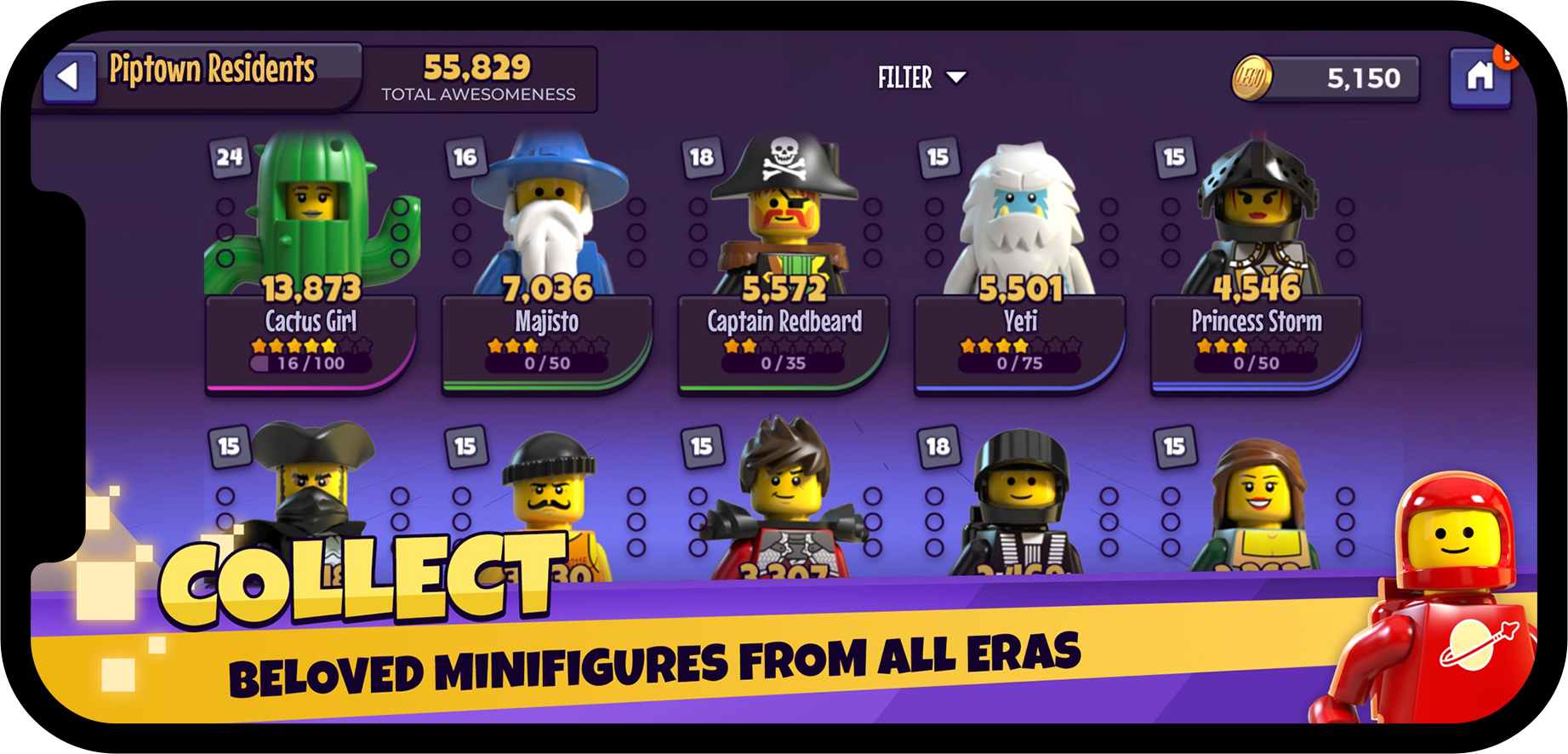 Lego Legacy: Heroes Unboxed - hero collection screen